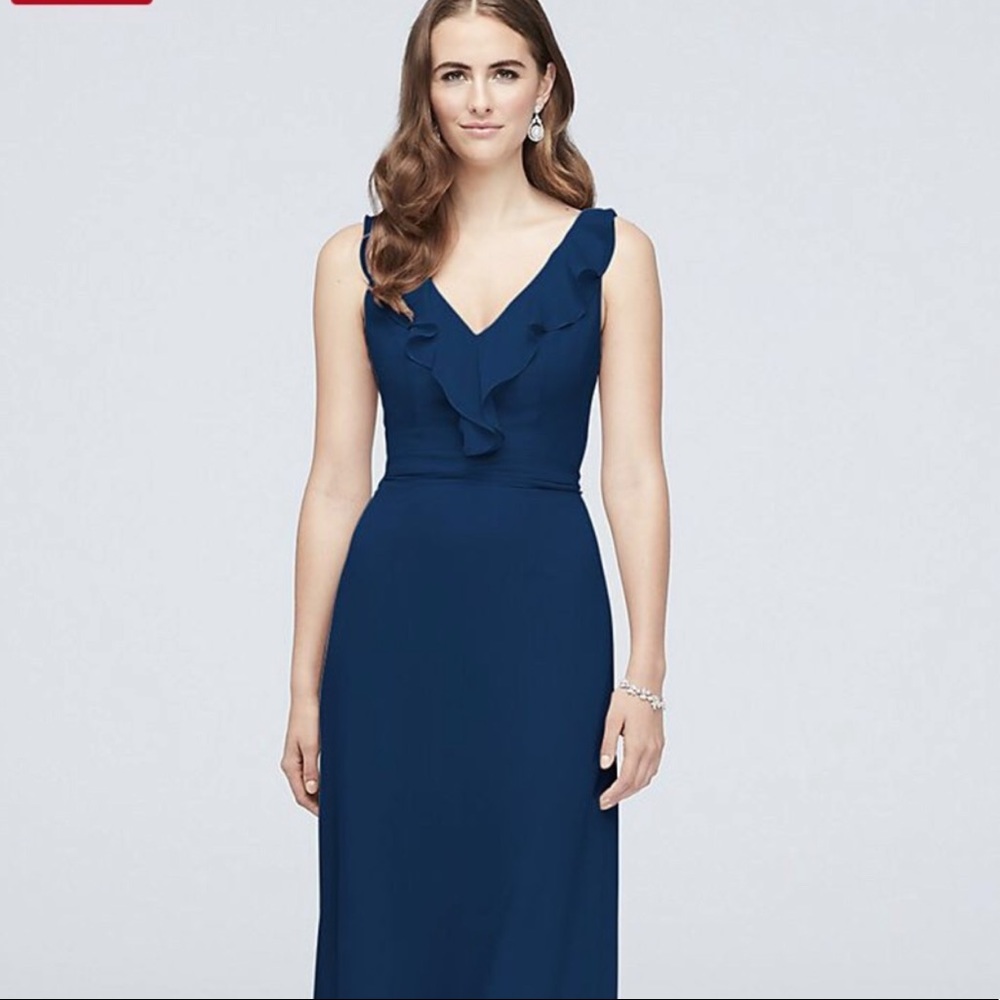 size 10 David’s Bridal marine ruffle front dress